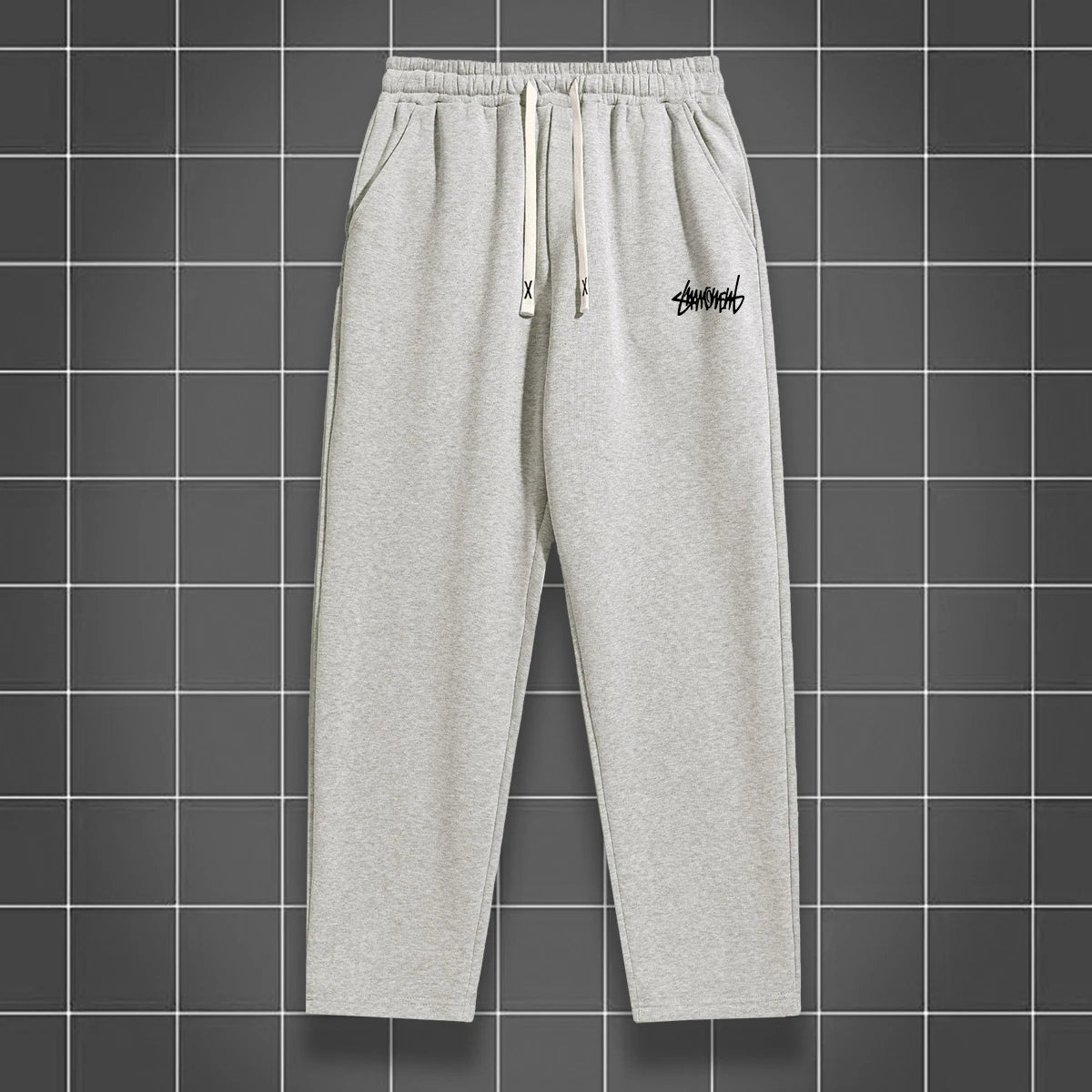 Men's solid color straight leg jogging pants, suitable for casual sports such as running, gym, and outdoor activities