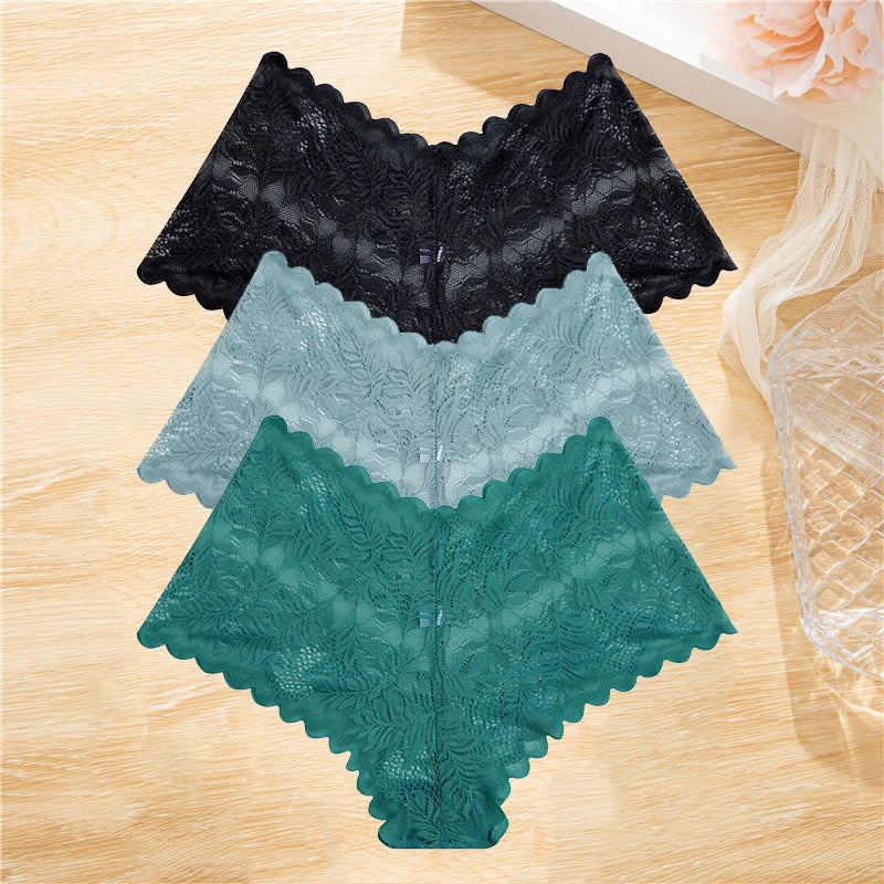 3Pcs/set Lace Panties Wome Underwear S-XL Girls,  Ladies Underpants Lingerie