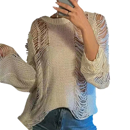 Women Knit Tops Solid Color Long Sleeve