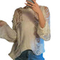 Women Knit Tops Solid Color Long Sleeve