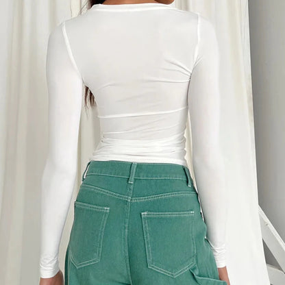 Woman T-shirt Slim Fit Tops Knitted  Tee Shirt Street Wear