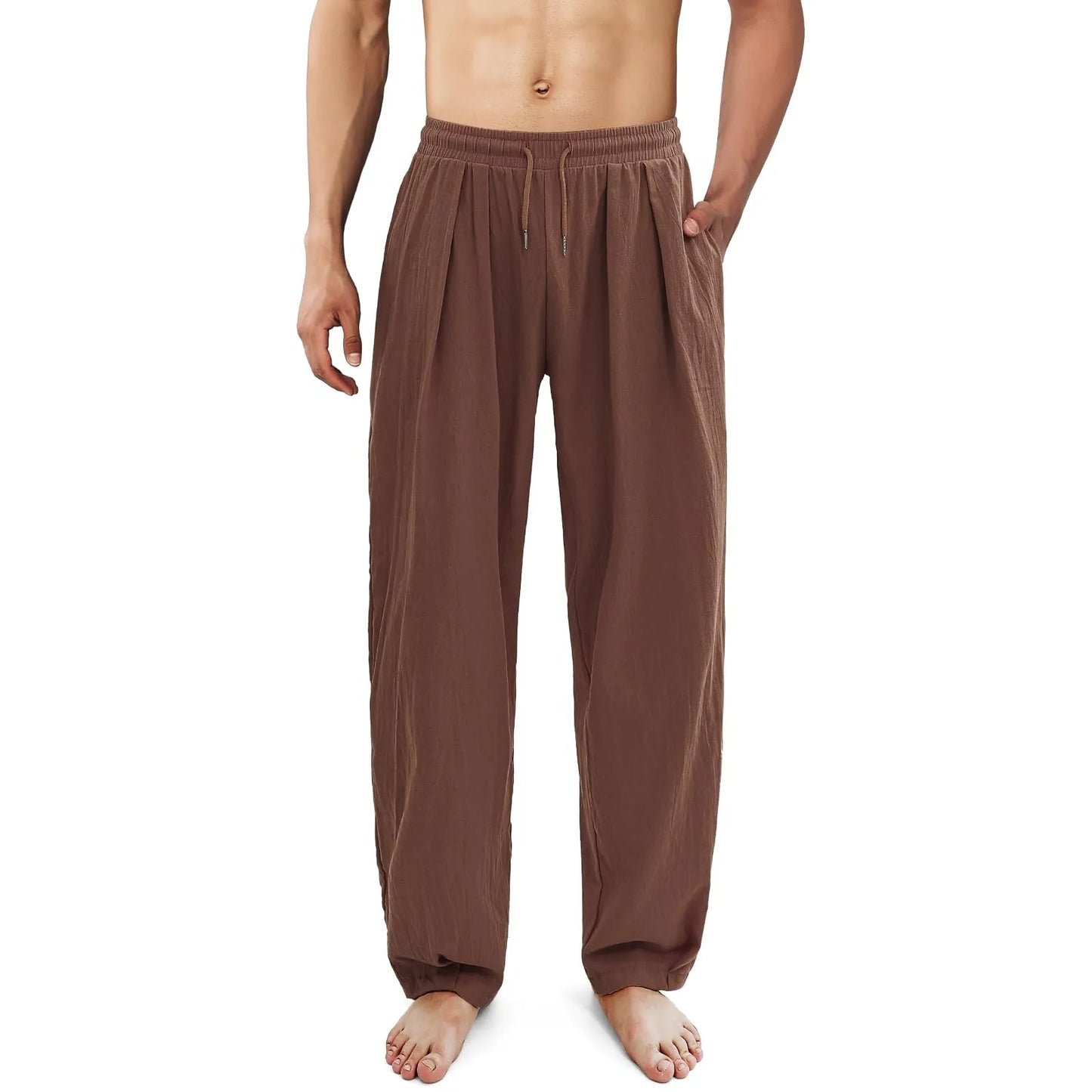 2025 New Men's Cotton Linen Pants Male Summer New Breathable Solid Color Linen Trousers Fitness Streetwear With Pocket