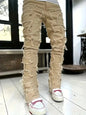 Y2k hip-hop style fringed jeans, men's casual street style stretch jeans