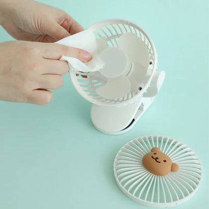 Baby Cart Stroller Fans Portable Outdoors Cute Bear Bunny Rechargeable Fan for Home 3 Speeds