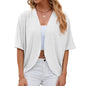Mid Sleeve  Cardigan Outwear Shirts Tops