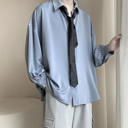 Men's Long-sleeved Shirts Black Tie
