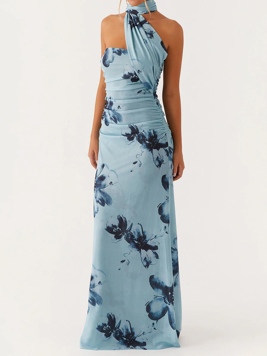 Dress  Floral Print and Off-Shoulder Design