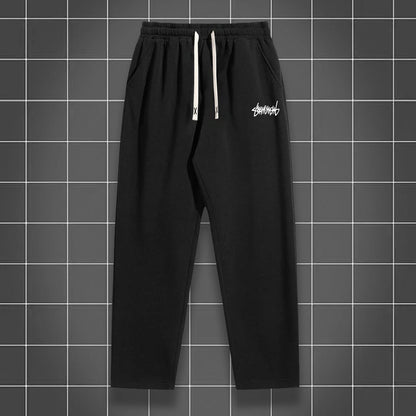 Men's solid color straight leg jogging pants, suitable for casual sports such as running, gym, and outdoor activities