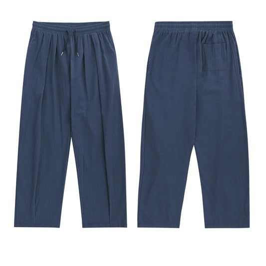 2025 New Men's Cotton Linen Pants Male Summer New Breathable Solid Color Linen Trousers Fitness Streetwear With Pocket