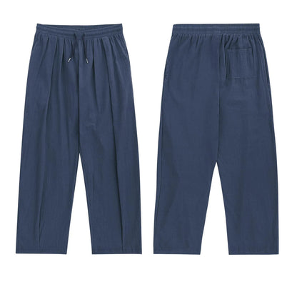 2025 New Men's Cotton Linen Pants Male Summer New Breathable Solid Color Linen Trousers Fitness Streetwear With Pocket