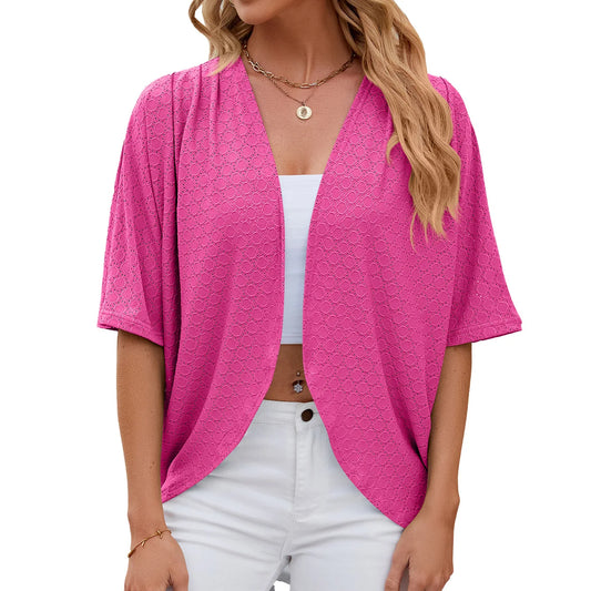 Mid Sleeve  Cardigan Outwear Shirts Tops