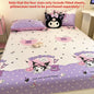 Sanrio Pure Cotton Fitted Sheet Three-piece Set Hellokitty My Melody Cotton Bedspread Cute Kuromi Full Surround Protective Cover