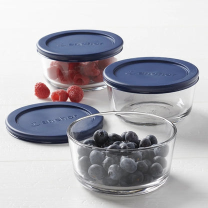 Glass Storage Containers Set of 3 BPA-Free Food Storage Round 2 Cup Microwave Safe Dishwasher Safe