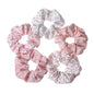 5pcs/lot Hair Scrunchies Holder Headwear Ties Print Ditsy Women Girls Scrunchy Cute Sweet Accessories Elastic Band Pink White