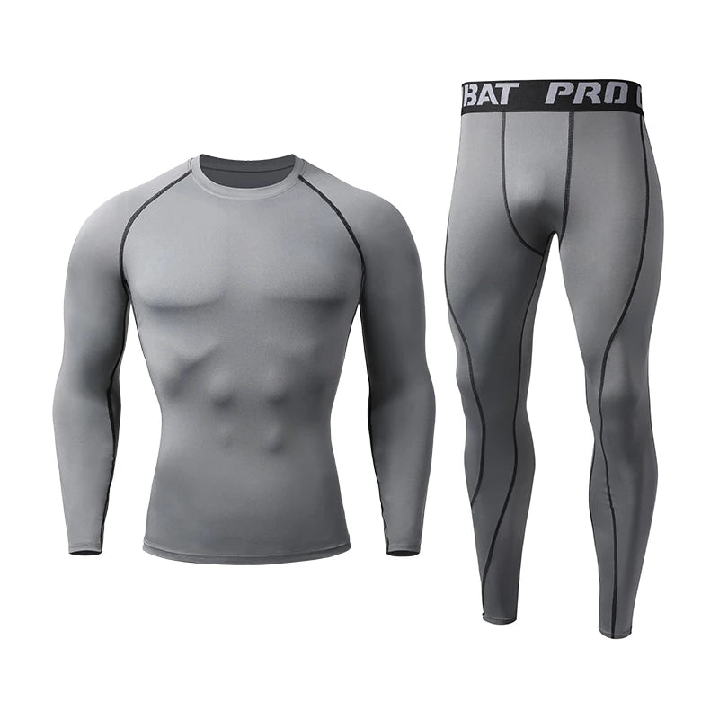 Sports Suit New Men's Compression Running Sets Breathable Tight Training Basketball Rashguard Tracksuit Man 2 Piece Set Clothes
