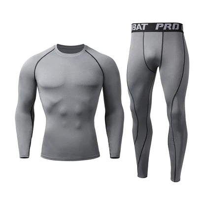 Sports Suit New Men's Compression Running Sets Breathable Tight Training Basketball Rashguard Tracksuit Man 2 Piece Set Clothes