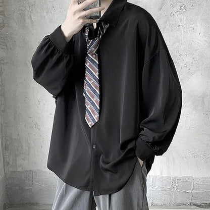 Men's Long-sleeved Shirts Black Tie