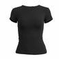 Woman Short Sleeve T-shirt Slim Fit  Knitted Street Wear