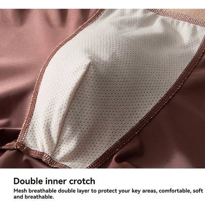 3PCS/Pack Luxury Satin-like Ice Silk Breathable Double-layer Silk Crotch Boxer High Elastic Underpants