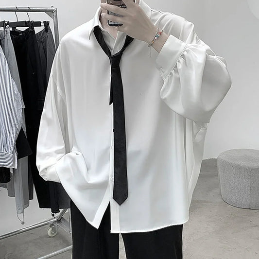 Men's Long-sleeved Shirts Black Tie