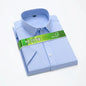 Bamboo Fiber Stretch Men Shirt Fashion Casual Business Short-Sleeved Top Anti-Wrinkle No-Iron Solid Color Formal Shirt S-6XL