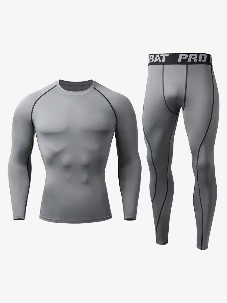 Sports Suit New Men's Compression Running Sets Breathable Tight Training Basketball Rashguard Tracksuit Man 2 Piece Set Clothes