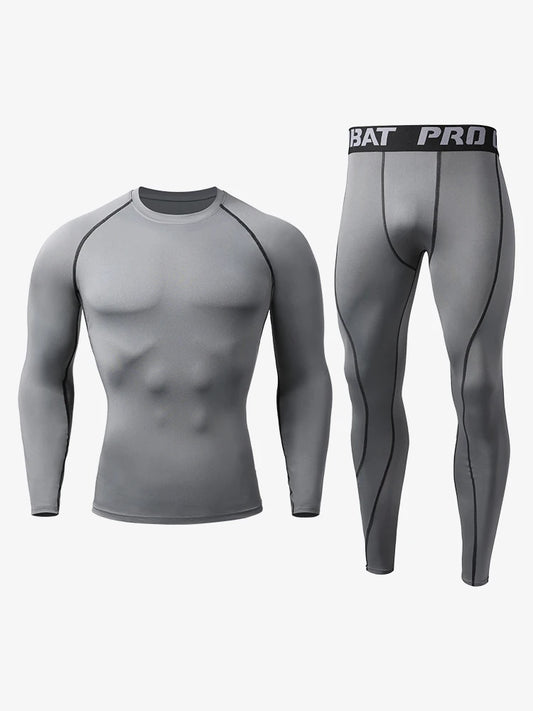 Sports Suit New Men's Compression Running Sets Breathable Tight Training Basketball Rashguard Tracksuit Man 2 Piece Set Clothes