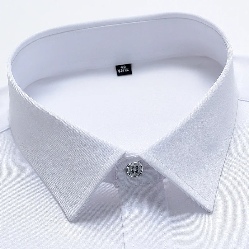 Men's Shirt Long Sleeve Stand-collar Single Patch Pocket Smart Casual Regular-fit Business Office Dress Shirts