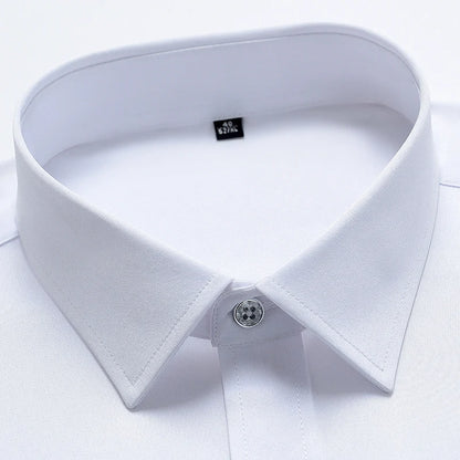 Men's Shirt Long Sleeve Stand-collar Single Patch Pocket Smart Casual Regular-fit Business Office Dress Shirts
