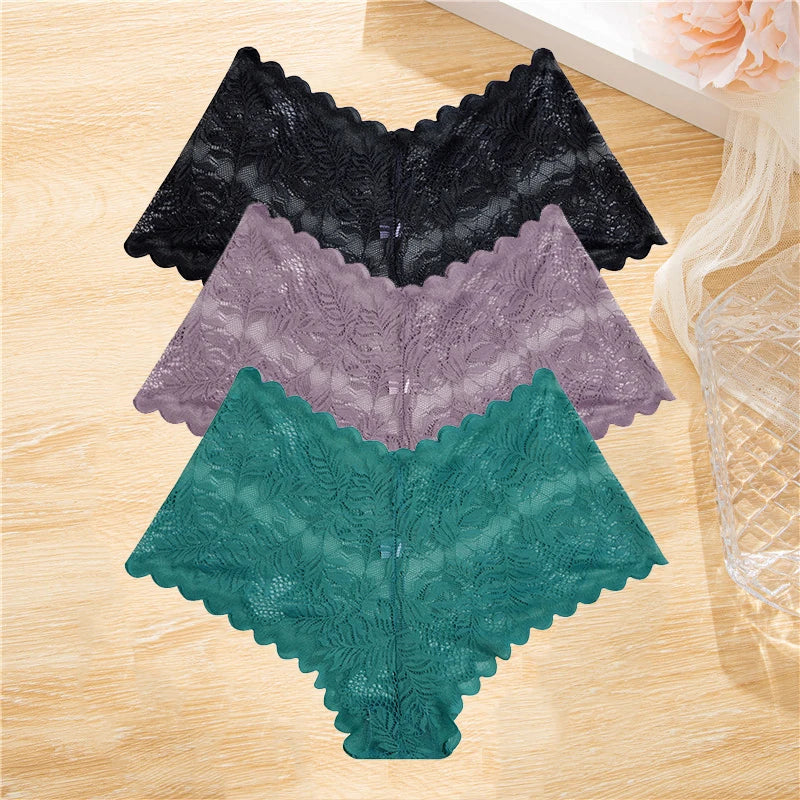 3Pcs/set Lace Panties Wome Underwear S-XL Girls,  Ladies Underpants Lingerie