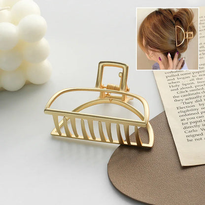 2023 Korean Metal Geometric Hair Claws Barrettes Elegant Hair Clips Crab Hollow Out Hairpin Headwear Women Girl Hair Accessories