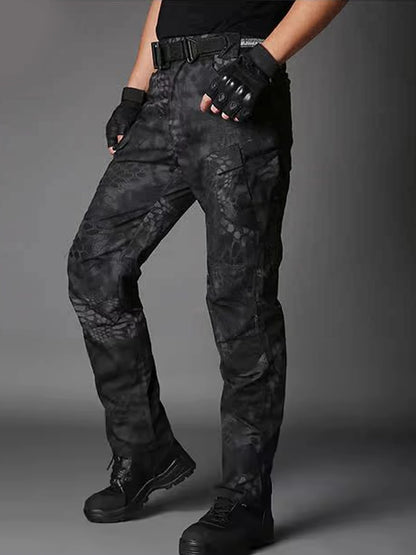 Men Combat Pants With Knee Pads Tactical Cargo Sport Trousers Camouflage