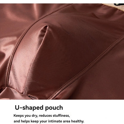 3PCS/Pack Luxury Satin-like Ice Silk Breathable Double-layer Silk Crotch Boxer High Elastic Underpants
