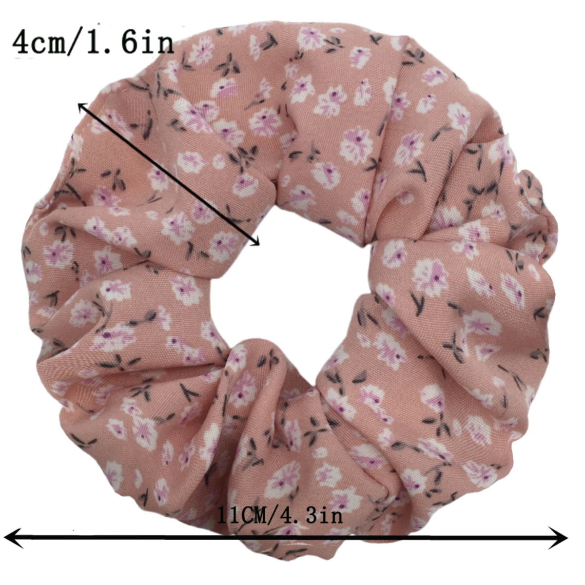 5pcs/lot Hair Scrunchies Holder Headwear Ties Print Ditsy Women Girls Scrunchy Cute Sweet Accessories Elastic Band Pink White