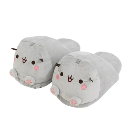 Doughnuts Cat Slippers Indoor Warm Plush Slippers For Women Men Cute Cat 28cm