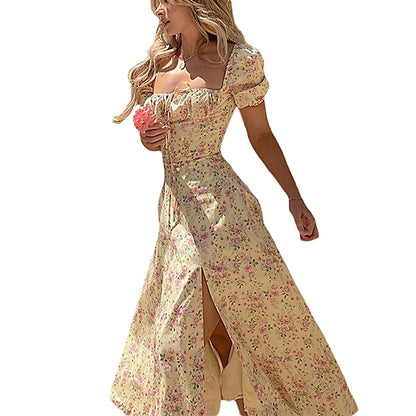 Women s Maxi Dress  Lace-Up High Side Split