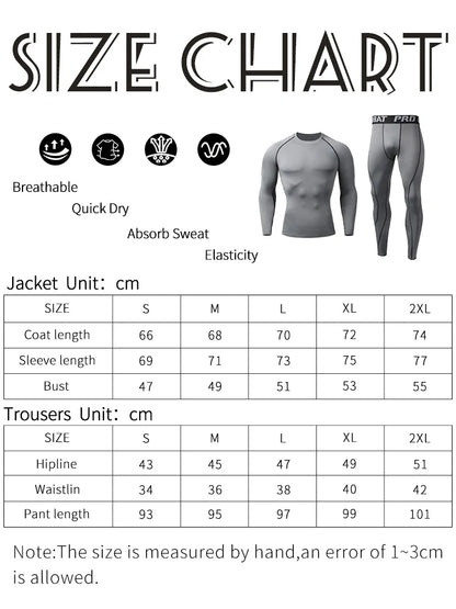 Sports Suit New Men's Compression Running Sets Breathable Tight Training Basketball Rashguard Tracksuit Man 2 Piece Set Clothes