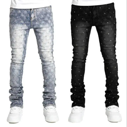 Men's denim fashion personality straight leg men's pants