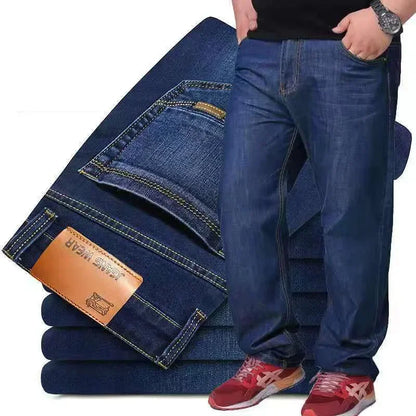 Men's Large Size Black Jeans 10XL Oversize High Waist Loose Trousers Husband Plus sizes