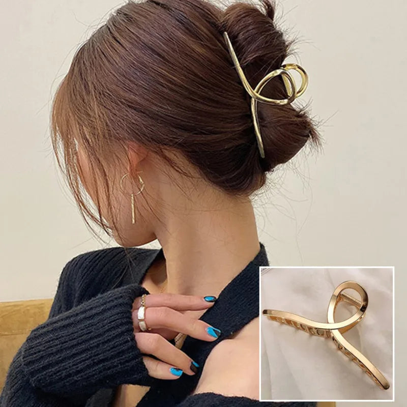 2023 Korean Metal Geometric Hair Claws Barrettes Elegant Hair Clips Crab Hollow Out Hairpin Headwear Women Girl Hair Accessories